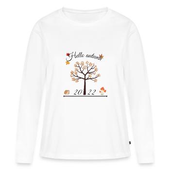 Bonjour l’automne - T-shirt manches longues Premium bio Femme - blanc - Devant - Julia (174cm)