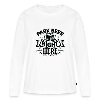 Park Beer juste ici - T-shirt manches longues Premium bio Femme - blanc - Devant - Julia (174cm)