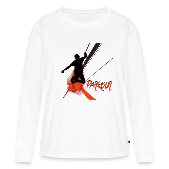 Parkour cadeau Parkour - T-shirt manches longues Premium bio Femme - blanc - Devant - Julia (174cm)