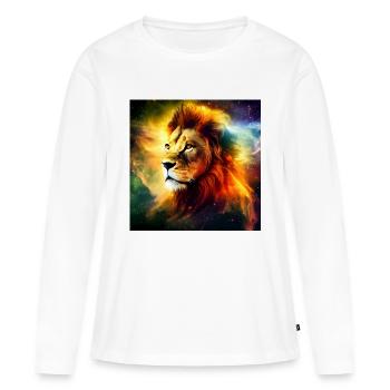 Lion mystique - T-shirt manches longues Premium bio Femme - blanc - Devant - Julia (174cm)