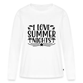 J’adore les nuits d’été - T-shirt manches longues Premium bio Femme - blanc - Devant - Julia (174cm)
