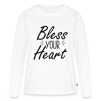 Bénis ton cœur - T-shirt manches longues Premium bio Femme - blanc - Devant - Julia (174cm)