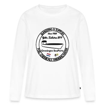 Entreprise de soutage et d’approvisionnement Groningen Seaport - T-shirt manches longues Premium bio Femme - blanc - Devant - Julia (174cm)