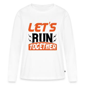 Courons ensemble - T-shirt manches longues Premium bio Femme - blanc - Devant - Julia (174cm)