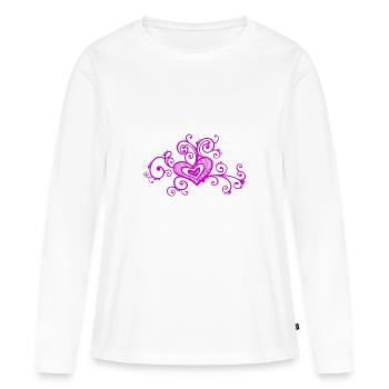 Abstract floral vector heart love - Women's Premium Organic Long Sleeve Shirt - white - Front - Julia (174cm)