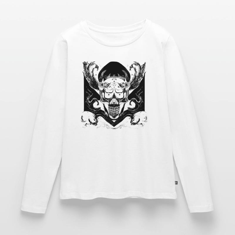 Halloween- oder Horror- Totenschädel mit Ornamente Frauen Premium Bio Langarmshirt