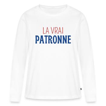 La vrai patronne - T-shirt manches longues Premium bio Femme - blanc - Devant - Julia (174cm)