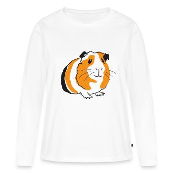 Assis Heureux petit cochon d’Inde - T-shirt manches longues Premium bio Femme - blanc - Devant - Julia (174cm)