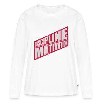 Citation de discipline sur la motivation - T-shirt manches longues Premium bio Femme - blanc - Devant - Julia (174cm)