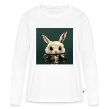 Mignon petit lapin en chevalier - T-shirt manches longues Premium bio Femme - blanc - Devant - Julia (174cm)