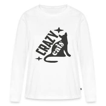 Crazy Cats - Frauen Premium Bio Langarmshirt - Weiß - Vorne - Julia (174cm)