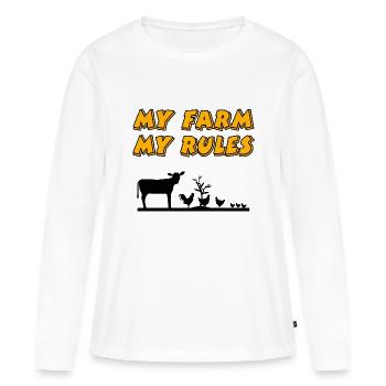 Ferme - T-shirt manches longues Premium bio Femme - blanc - Devant - Julia (174cm)