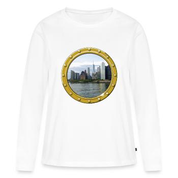 New York-Manhattan - T-shirt manches longues Premium bio Femme - blanc - Devant - Julia (174cm)
