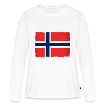 Drapeau grunge de la Norvège - T-shirt manches longues Premium bio Femme - blanc - Devant - Julia (174cm)