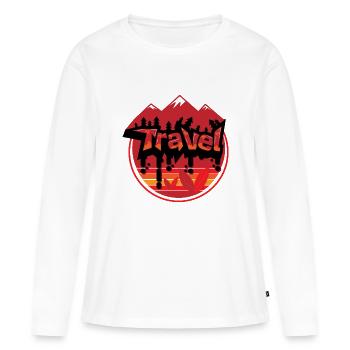 Art graphique de badge de voyage et de vacances - T-shirt manches longues Premium bio Femme - blanc - Devant - Julia (174cm)