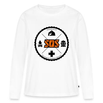 Logo SOS orange sans arrière-plan - T-shirt manches longues Premium bio Femme - blanc - Devant - Julia (174cm)