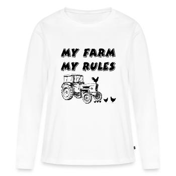 Ferme - T-shirt manches longues Premium bio Femme - blanc - Devant - Julia (174cm)