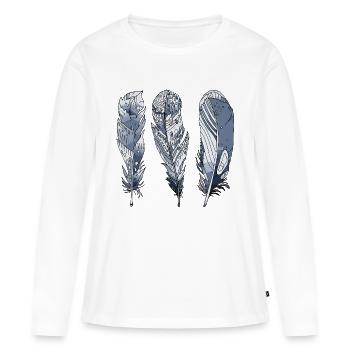 Feder - Frauen Premium Bio Langarmshirt - Weiß - Vorne - Julia (174cm)