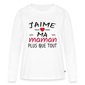 j aime ma maman / cadeau enfant - T-shirt manches longues Premium bio Femme - blanc - Devant - Julia (174cm)