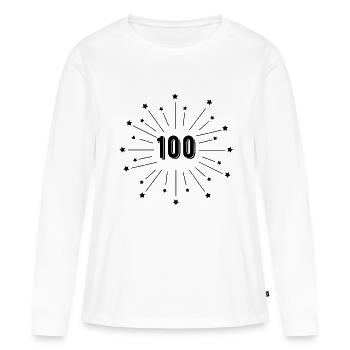 100e anniversaire étoilé - cadeau 100 ans - T-shirt manches longues Premium bio Femme - blanc - Devant - Julia (174cm)
