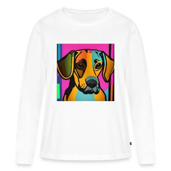 Chien Pop Art - T-shirt manches longues Premium bio Femme - blanc - Devant - Julia (174cm)
