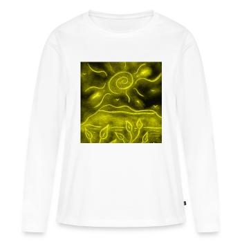 PAYSAGE NOCTURNE JAUNE - T-shirt manches longues Premium bio Femme - blanc - Devant - Julia (174cm)