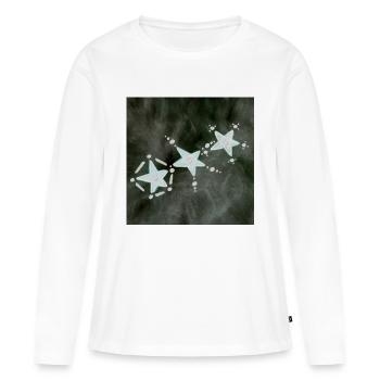 TROIS ÉTOILES INVERSÉES - T-shirt manches longues Premium bio Femme - blanc - Devant - Julia (174cm)