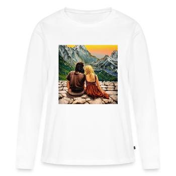 Romance montagnarde - T-shirt manches longues Premium bio Femme - blanc - Devant - Julia (174cm)