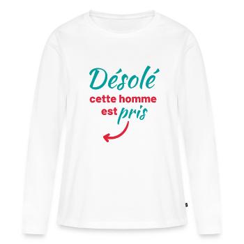 Désolé cette homme est pris - T-shirt manches longues Premium bio Femme - blanc - Devant - Julia (174cm)