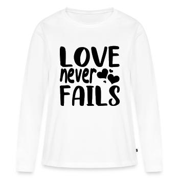 Love never Fails - Frauen Premium Bio Langarmshirt - Weiß - Vorne - Julia (174cm)