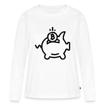 Bitcoin-Wirtschaft - Frauen Premium Bio Langarmshirt - Weiß - Vorne - Julia (174cm)