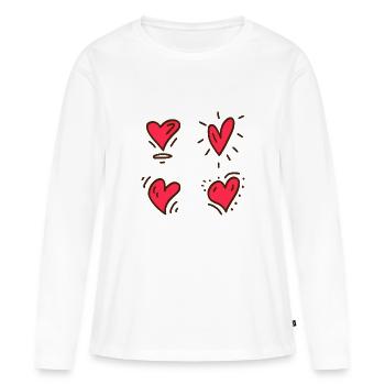 14 Fév Be My Valentine Joyeuse Saint-Valentin 01 - T-shirt manches longues Premium bio Femme - blanc - Devant - Julia (174cm)