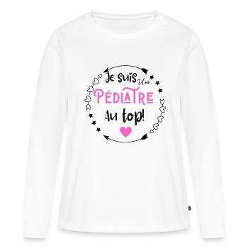 Je suis une pédiatre au top - T-shirt manches longues Premium bio Femme - blanc - Devant - Julia (174cm)