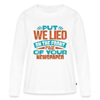 METTEZ WELIED EN PREMIÈRE PAGE DE VOTRE JOURNAL - T-shirt manches longues Premium bio Femme - blanc - Devant - Julia (174cm)