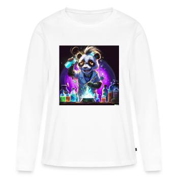 Panda chimiste art numérique - T-shirt manches longues Premium bio Femme - blanc - Devant - Julia (174cm)