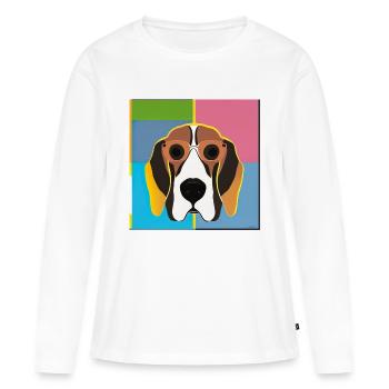 Chien Pop Art - T-shirt manches longues Premium bio Femme - blanc - Devant - Julia (174cm)