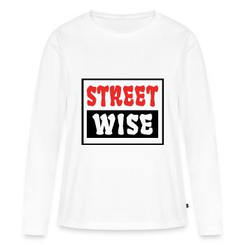 Rue Wise - T-shirt manches longues Premium bio Femme - blanc - Devant - Julia (174cm)