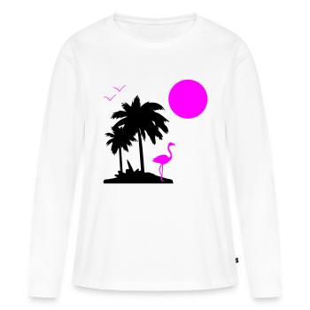 Palm Paradise - Women's Premium Organic Long Sleeve Shirt - white - Front - Julia (174cm)