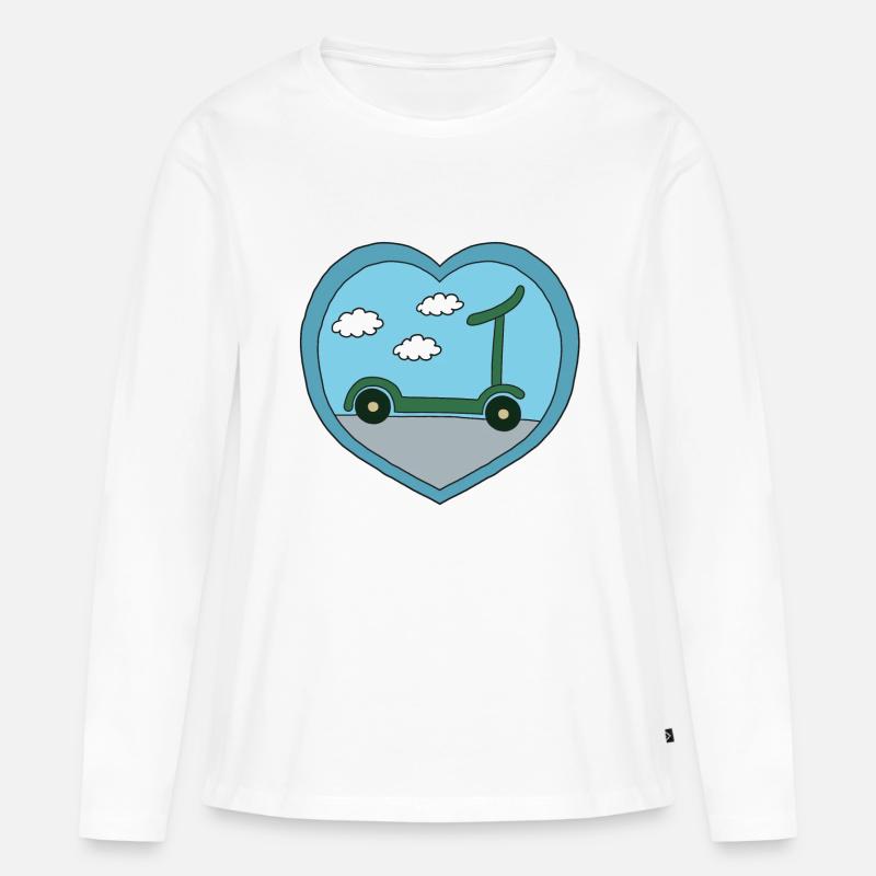 Blaues Roller Design - Frauen Premium Bio Langarmshirt - Weiß