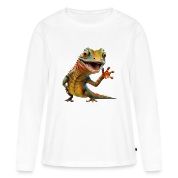 hello lezard - T-shirt manches longues Premium bio Femme - blanc - Devant - Julia (174cm)