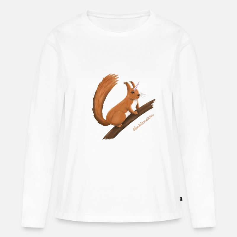 Einhörnchen - Frauen Premium Bio Langarmshirt - Weiß
