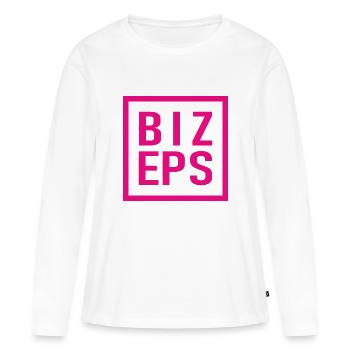 Bizeps - Muskel - Bodybuilding - Bodybuilder - Gym - Frauen Premium Bio Langarmshirt - Weiß - Vorne - Julia (174cm)