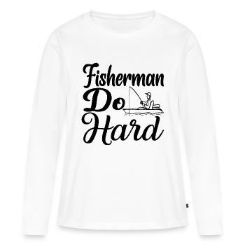 Fisherman do Hard - T-shirt manches longues Premium bio Femme - blanc - Devant - Julia (174cm)