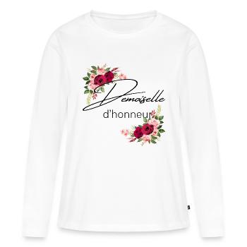 Demoiselle d’honneur - T-shirt manches longues Premium bio Femme - blanc - Devant - Julia (174cm)