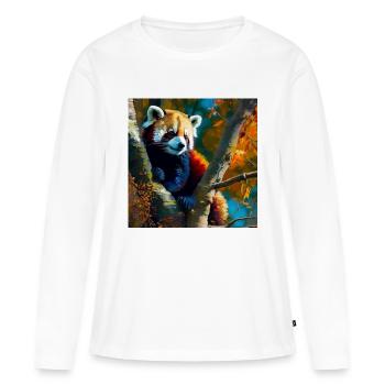 Cachette du panda rouge - T-shirt manches longues Premium bio Femme - blanc - Devant - Julia (174cm)