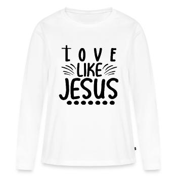 Aimer comme Jésus - T-shirt manches longues Premium bio Femme - blanc - Devant - Julia (174cm)