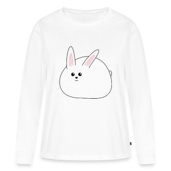 Lapin blanc gras, sucré, Pâques - T-shirt manches longues Premium bio Femme - blanc - Devant - Julia (174cm)