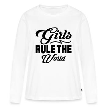 Les filles dominent le monde - T-shirt manches longues Premium bio Femme - blanc - Devant - Julia (174cm)