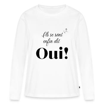 Ils se sont enfin dit oui - T-shirt manches longues Premium bio Femme - blanc - Devant - Julia (174cm)