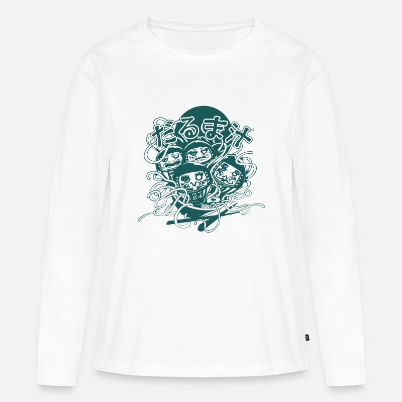 Daruma-Suppe (Schwarz-Weiß-Version) - Frauen Premium Bio Langarmshirt - Weiß